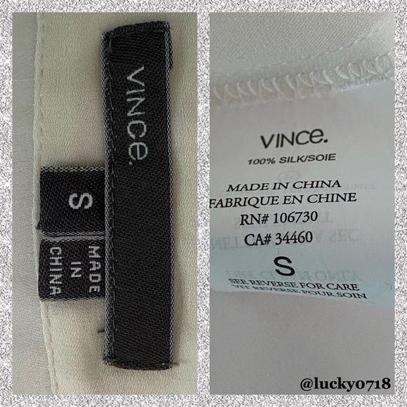 Vince NWOT Ivory Silk Half Placket Blouse Sz S - Picture 6 of 6